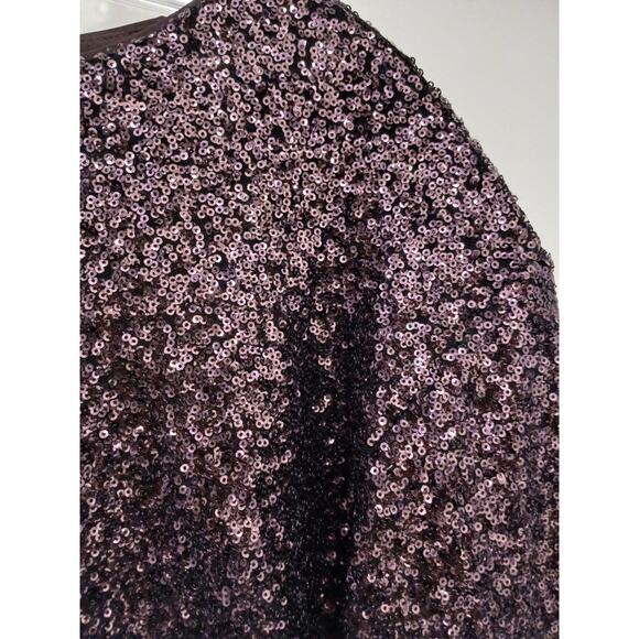 Sequins Strong Shoulder Mini Dress M Purple Holiday Party New Year Sparkle Shiny - Picture 9 of 16